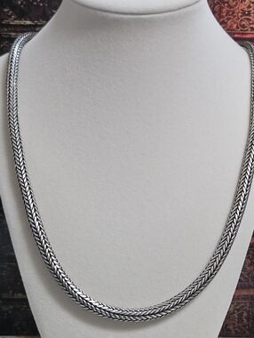 Sterling Silver Bali Foxtail Thick 925 Necklace Hook And Toggle Clasp 116 Grams